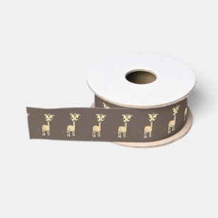 Niedliche Giraffe Wasserfarbe auf Imitaten Burlap Ripsband