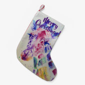 Niedliche Giraffe Wasserfarbe Frohe Weihnachten St Kleiner Weihnachtsstrumpf (Vorderansicht (hängend))