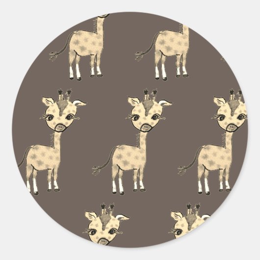 Niedliche Giraffe Wasserfarbe Rustikal Runder Aufkleber (Vorderseite)