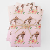Niedliche Giraffe Wasserfarben Mama & Baby Muster Geschenkpapier Set (Beispiel)