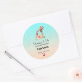 Niedliche Giraffe Wasserfarben Mama & Babycreme Runder Aufkleber (Umschlag)