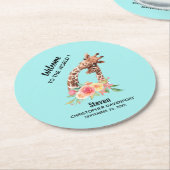 Niedliche Giraffe Wasserfarben Mama & Neues Baby Runder Pappuntersetzer (Angewinkelt)