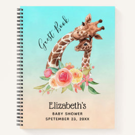 Niedliche Giraffe Watercolor Mama & Baby Gästebuch Notizblock