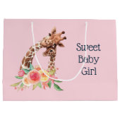 Niedliche Giraffe Watercolor Mama & Baby Girl Große Geschenktüte (Rückseite)