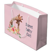 Niedliche Giraffe Watercolor Mama & Baby Girl Große Geschenktüte (Rückseite Schrägansicht)