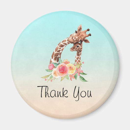 Niedliche Giraffe Watercolor Mama & Baby Vielen Da Magnet (Vorne)