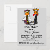Niedliche Giraffe Wedding Cartoon Einladungspostkarte (Vorne/Hinten)