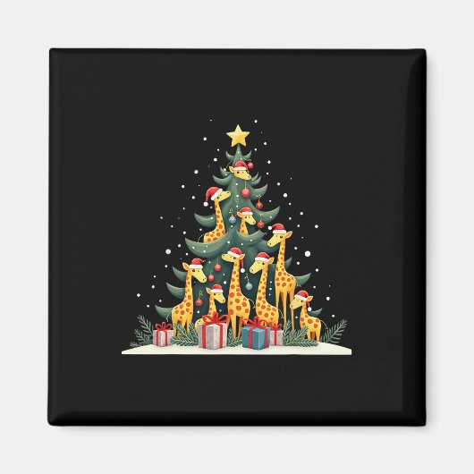 Niedliche Giraffe Weihnachtsbaum Giraffe Liebe Wei Magnet (Vorne)