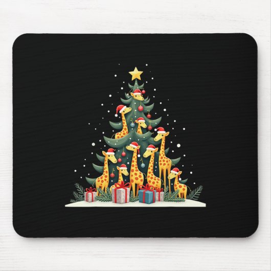 Niedliche Giraffe Weihnachtsbaum Giraffe Liebe Wei Mousepad (Vorne)