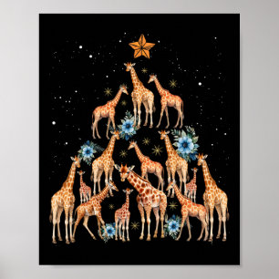 Niedliche Giraffe Weihnachtsbaum Giraffe Liebe Wei Poster