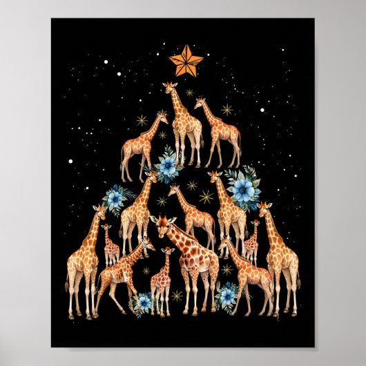 Niedliche Giraffe Weihnachtsbaum Giraffe Liebe Wei Poster (Vorne)