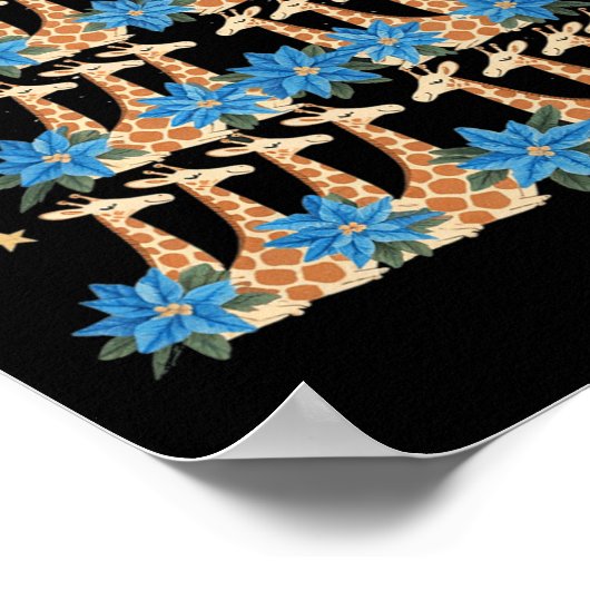 Niedliche Giraffe Weihnachtsbaum Giraffe Liebe Wei Poster (Ecke)