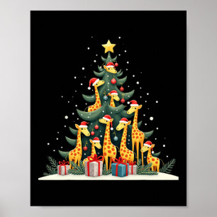 Niedliche Giraffe Weihnachtsbaum Giraffe Liebe Wei Poster