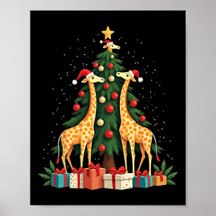 Niedliche Giraffe Weihnachtsbaum Giraffe Liebe Wei Poster
