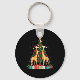 Niedliche Giraffe Weihnachtsbaum Giraffe Liebe Wei Schlüsselanhänger