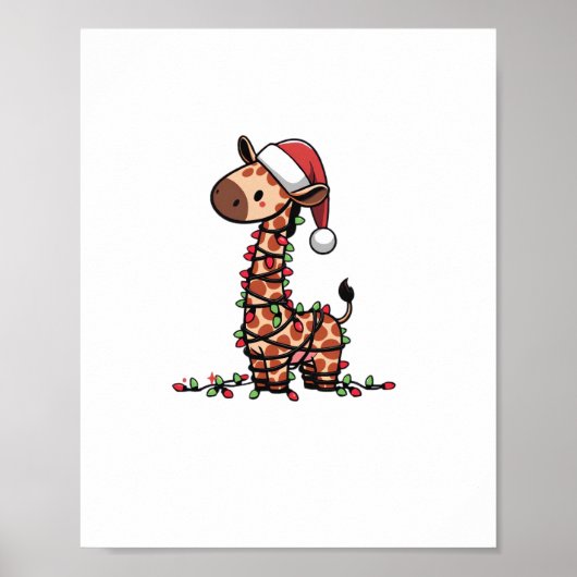 Niedliche Giraffe Weihnachtsbaum Giraffe Liebhaber Poster (Vorne)
