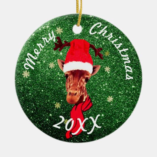 Niedliche Giraffe | Weihnachtsbaumdekorationen Keramik Ornament (Vorne)