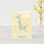 Niedliche Giraffe Willkommen in der Welt Karte (Gelbe Blume)