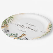 Niedliche Giraffe, Zebra-Blätter Kinderdusche Pappteller (Schrägansicht)