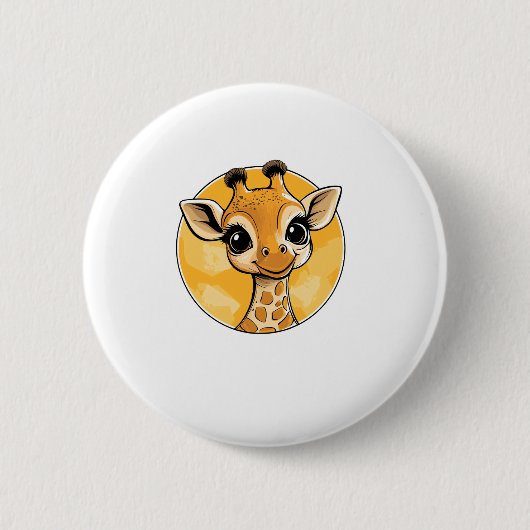 Niedliche Giraffe Zeichnend Cartoon Stil Button (Vorderseite)