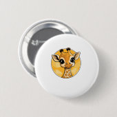 Niedliche Giraffe Zeichnend Cartoon Stil Button (Vorne & Hinten)
