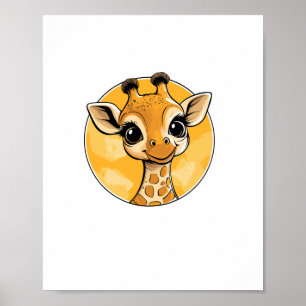Niedliche Giraffe Zeichnend Cartoon Stil Poster