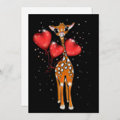 Niedliche Giraffe zeichnend | Herzballons | Sterne Feiertagskarte (Vorne/Hinten)