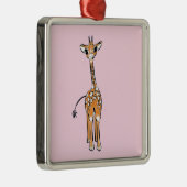 Niedliche Giraffe zeichnend Rosa Silbernes Ornament (Rechts)