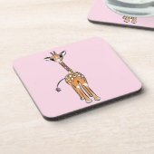 Niedliche Giraffe zeichnend Rosa Untersetzer (Linke Seite)