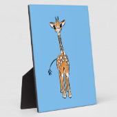 Niedliche Giraffe zeichnend Safaritiere blau Fotoplatte (Seite)