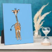 Niedliche Giraffe zeichnend Safaritiere blau Fotoplatte (Seite)