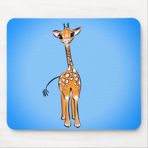 Niedliche Giraffe zeichnend Safaritiere blau Mousepad