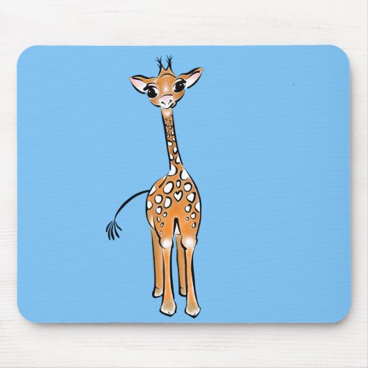 Niedliche Giraffe zeichnend Safaritiere blau Mousepad (Vorne)