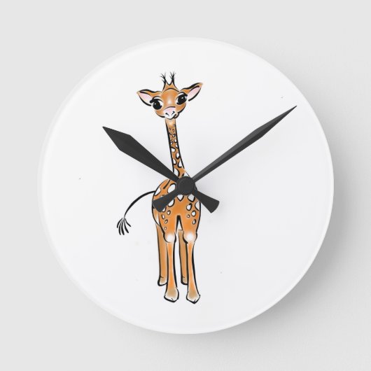 Niedliche Giraffe zeichnend, Safaritiere Runde Wanduhr (Vorderseite)