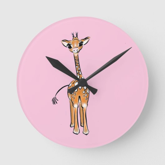 Niedliche Giraffe zeichnend, Safaritiere Runde Wanduhr (Vorderseite)