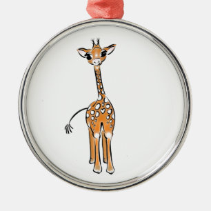 Niedliche Giraffe zeichnend Silbernes Ornament