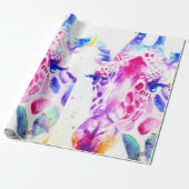 Niedliche Giraffe Zoo Tiermuster Wasserfarbe Geschenkpapier (Ungerollt)