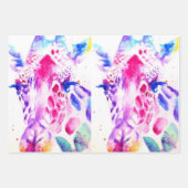 Niedliche Giraffe Zoo Tiermuster Wasserfarbe Geschenkpapier Set (Vorderseite 3)