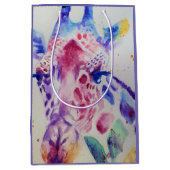 Niedliche Giraffe Zoo Tiermuster Wasserfarbe Mittlere Geschenktüte (Vorderseite)