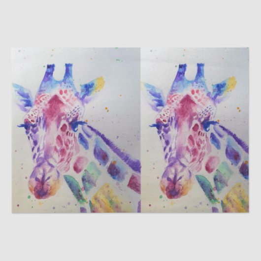 Niedliche Giraffe Zoo Tiermuster Wasserfarbe Seidenpapier (Vorderseite)