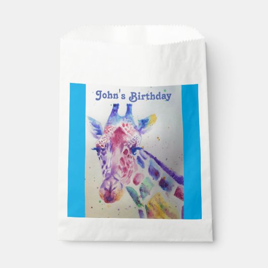 Niedliche Giraffe Zoo Tiername Name Party Gefällig Geschenktütchen (Vorderseite)