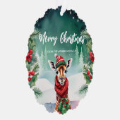 Niedliche Giraffe Zoo Weihnachtsfeier Familie Ornament Karte (Rechts)