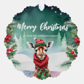 Niedliche Giraffe Zoo Weihnachtsfeier Familie Ornament Karte (Vorderseite)