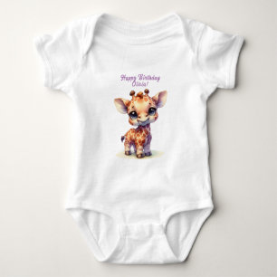 Niedliche Giraffe zum Geburtstag Baby Strampler