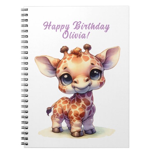 Niedliche Giraffe zum Geburtstag Notizblock (Vorderseite)