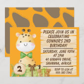 Niedliche Giraffe zum Geburtstag von Kleinkindern Einladung (Vorne/Hinten)