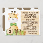 Niedliche Giraffe zum Geburtstag von Kleinkindern Einladung (Vorne/Hinten)
