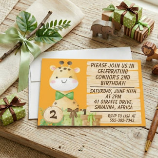 Niedliche Giraffe zum Geburtstag von Kleinkindern Einladung