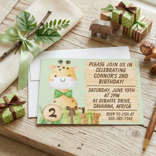 Niedliche Giraffe zum Geburtstag von Kleinkindern Einladung