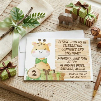 Niedliche Giraffe zum Geburtstag von Kleinkindern Einladung